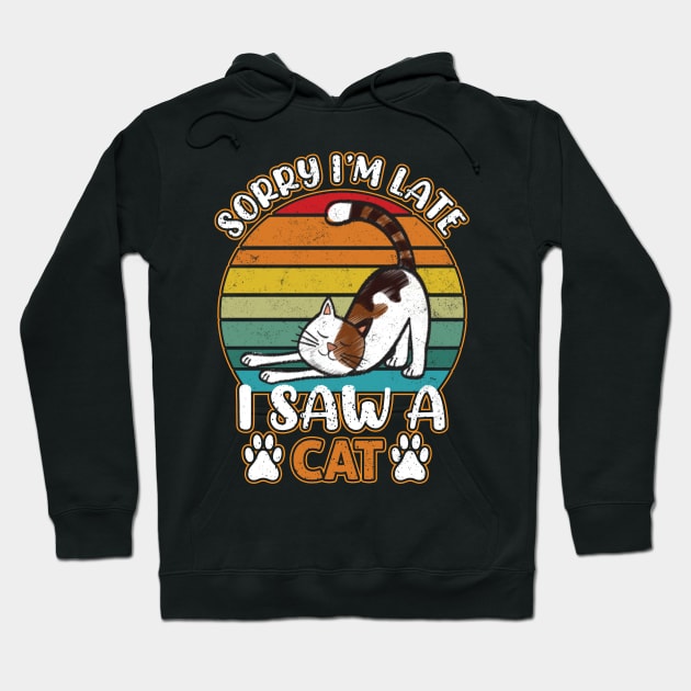 Sorry I'm Late - I Saw a Cat - Funny Cat Lovers Hoodie by Jason Smith